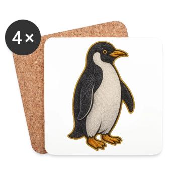 Glitzernder Pinguin Sticker - Untersetzer (4er-Set) - Weiß - Vorne