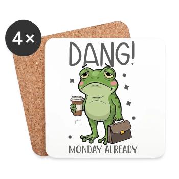 Frog tired on Monday - Coasters (set of 4) - white - Front