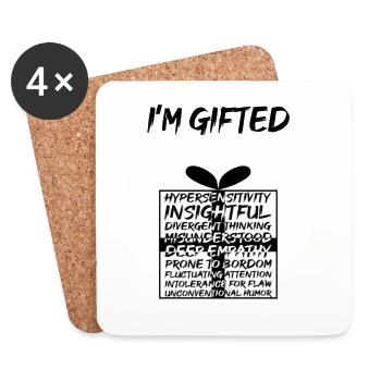 I am gifted - Dessous de verre (lot de 4) - blanc - Devant