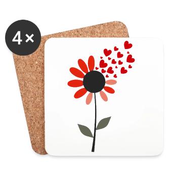 Fleur d’éclat de cœur - Dessous de verre (lot de 4) - blanc - Devant