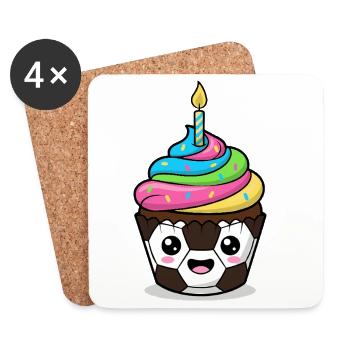 Funny Soccer Cake Cartoon Design - Coasters (set of 4) - white - Front