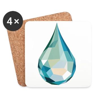Water Drop - Cool Low Poly Logo - Coasters (set of 4) - white - Front