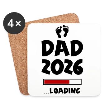 Dad 2026 Loading Papa Baby - Untersetzer (4er-Set) - Weiß - Vorne