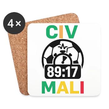 CIV vs Mali – 89:17 zu spät - Untersetzer (4er-Set) - Weiß - Vorne