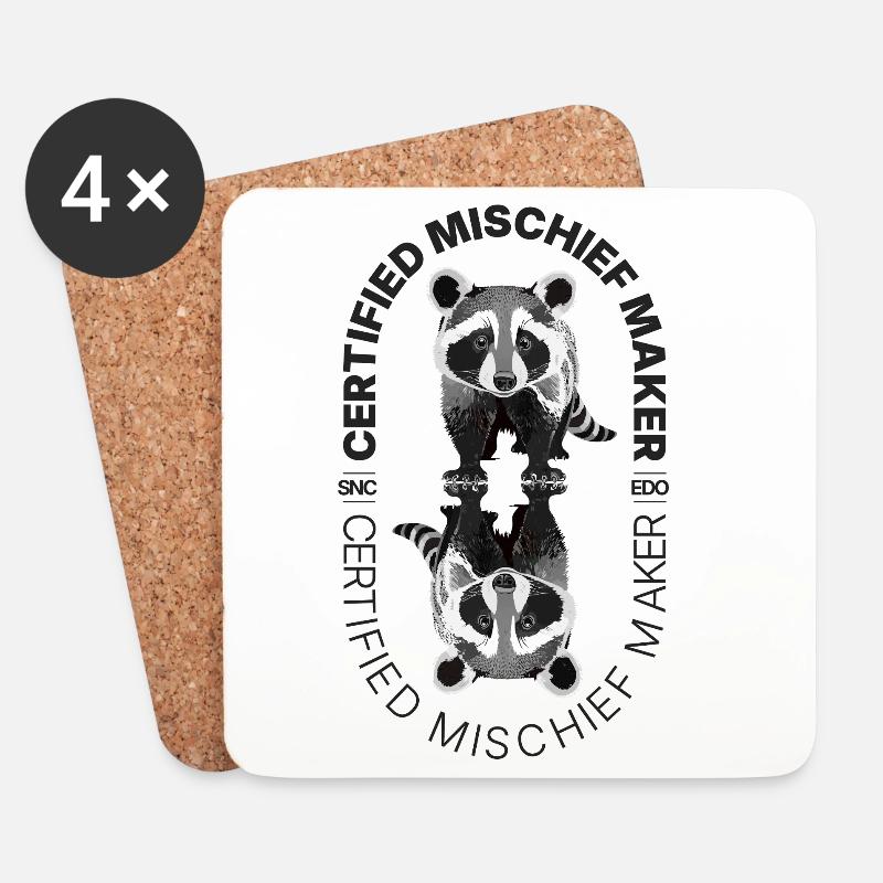 Weg des Tanuki - Untersetzer (4er-Set) - Weiß