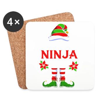 Elfe Elf Weihnachtsgeschenk Ninja - Untersetzer (4er-Set) - Weiß - Vorne