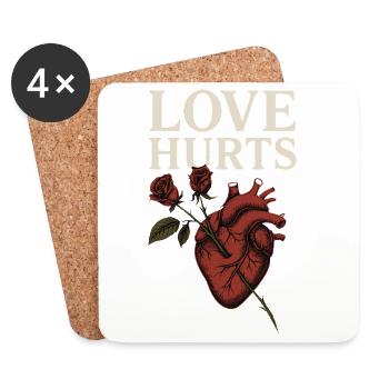 Love Hurts Heart and Rose Design - Untersetzer (4er-Set) - Weiß - Vorne