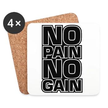 No Pain No Gain Devise de remise en forme - Dessous de verre (lot de 4) - blanc - Devant