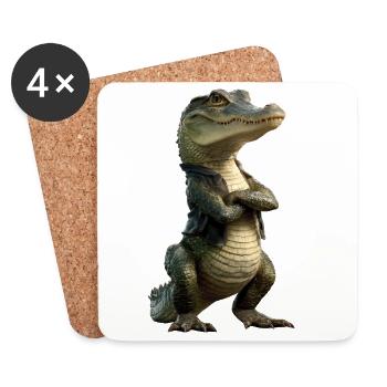 Kaiman Krokodil Alligator Reptilien Kroko Kaimane - Untersetzer (4er-Set) - Weiß - Vorne