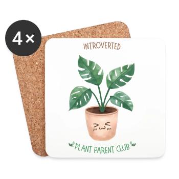 Introverted Plant Parent Club Monstera - Coasters (set of 4) - white - Front