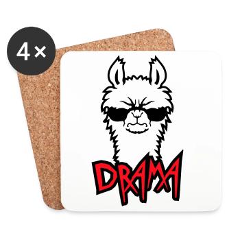 Lama Cool Wütend Sonnenbrille Pelzig Sauer Alpaka - Untersetzer (4er-Set) - Weiß - Vorne