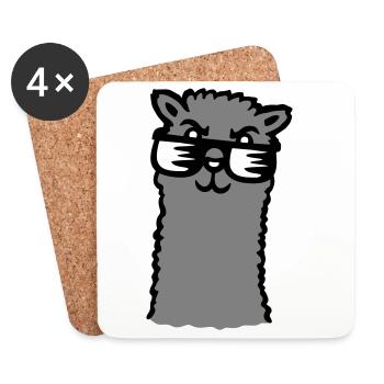 Lama Cool Sonnenbrille Alpaka Selbstgefällig Kerl - Untersetzer (4er-Set) - Weiß - Vorne