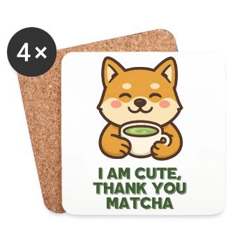 Cute Matcha Shiba mit Tasse - Untersetzer (4er-Set) - Weiß - Vorne