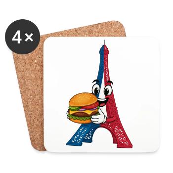 Tour Eiffel Hambourg Dessin animé - Dessous de verre (lot de 4) - blanc - Devant