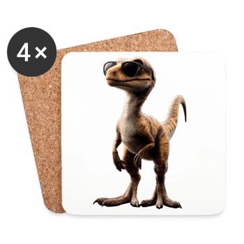 Raptor Velociraptor Dinosaurier Dino Raptoren - Untersetzer (4er-Set) - Weiß - Vorne