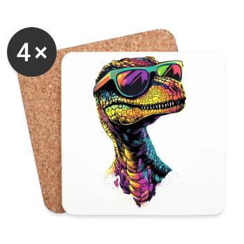 Raptor Velociraptor Dinosaur Dino Raptors - Coasters (set of 4) - white - Front