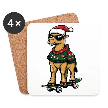 Kamel Weihnachten Lustig - Untersetzer (4er-Set) - Weiß - Vorne