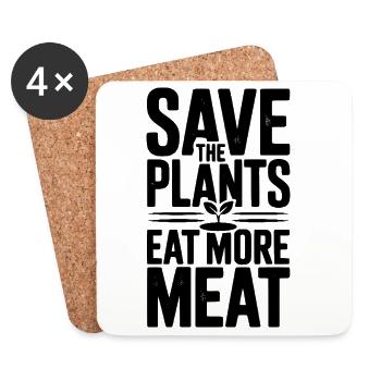 Save The Plants Eat More Meat - Coasters (set of 4) - white - Front