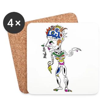 Colored Tribal Mask Crown - Coasters (set of 4) - white - Front