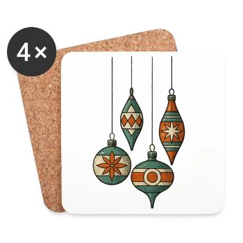 Boules de Noël - Joyeux Noël  - Dessous de verre (lot de 4) - blanc - Devant