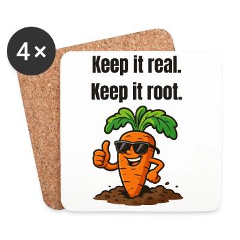 Keep it real, Keep it root – Carrot - Coasters (set of 4) - white - Front