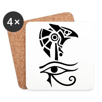 Egyptian God and Eye of Horus (black) - Coasters (set of 4) - white - Front