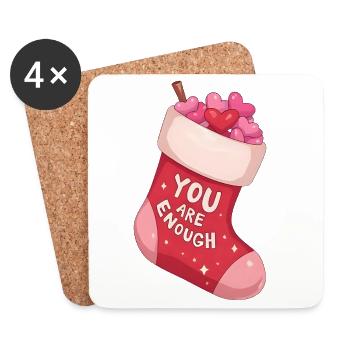 Anime Christmas Stocking You Are Enough - Coasters (set of 4) - white - Front