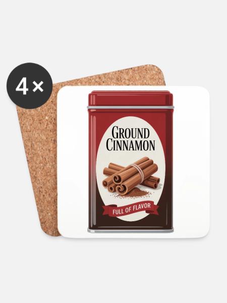 Ground Cinnamon Zimt Full Of Flavor - Untersetzer (4er-Set) - Weiß