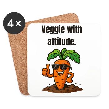 Carrot with attitude veggie - Coasters (set of 4) - white - Front