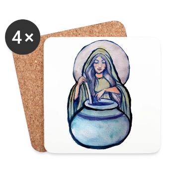 Herboriste au clair de lune à l’aquarelle - Dessous de verre (lot de 4) - blanc - Devant
