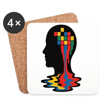 Vivid Mind Mosaik Silhouette - Untersetzer (4er-Set) - Weiß - Vorne