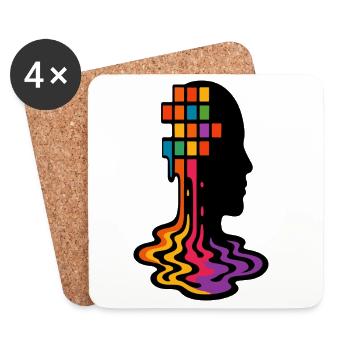 Regenbogen Pixel Schmelz Porträt - Untersetzer (4er-Set) - Weiß - Vorne