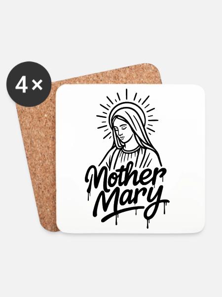 Mutter Maria Urban Graffiti Linienkunst - Untersetzer (4er-Set) - Weiß