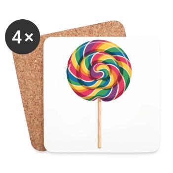 Colorful Rainbow Lollipop Spiral Look - Coasters (set of 4) - white - Front