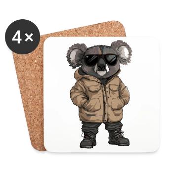 Koala Cool Hiver - Dessous de verre (lot de 4) - blanc - Devant