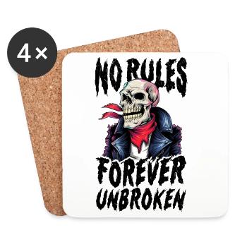 Totenkopf T-Shirt Keine Regeln für immer ungebrochen - Untersetzer (4er-Set) - Weiß - Vorne