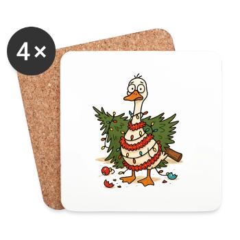 Quirky Christmas Quack with Lights - Coasters (set of 4) - white - Front