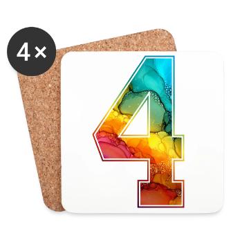 NON. 4 NUMÉRO 4 COLLÈGE 4E ANNIVERSAIRE - Dessous de verre (lot de 4) - blanc - Devant