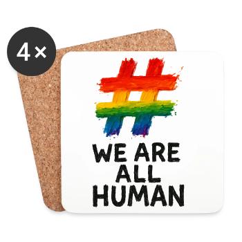 #WeAreAllHuman – Rainbow Watercolor Design - Coasters (set of 4) - white - Front