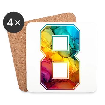 NON. 8 NUMÉRO 8 COLLÈGE 8E ANNIVERSAIRE - Dessous de verre (lot de 4) - blanc - Devant