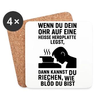 herdplatte idiot blödheit - Untersetzer (4er-Set) - Weiß - Vorne