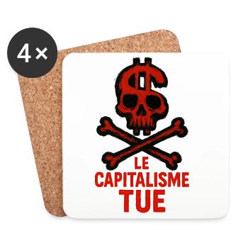 Le Capitalisme Tue - Lutte - Alternatif - Dessous de verre (lot de 4) - blanc - Devant