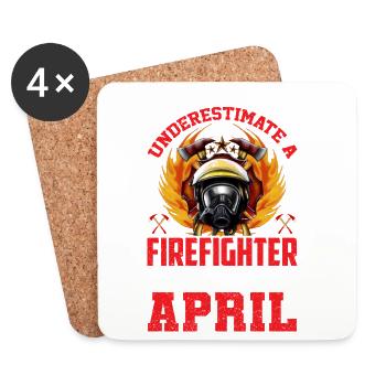 Feuerwehr Geburtstag April - Untersetzer (4er-Set) - Weiß - Vorne
