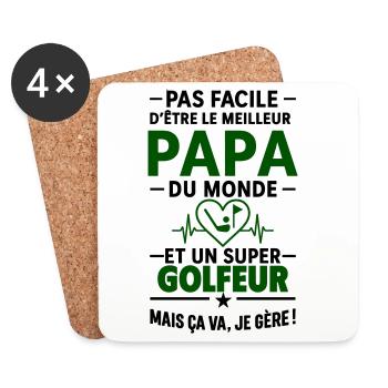 Herz + Golf – Super Papa Golfer - Untersetzer (4er-Set) - Weiß - Vorne