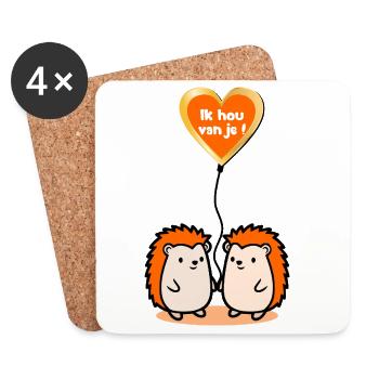 I love you Hedgehogs - Coasters (set of 4) - white - Front