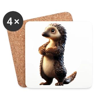 Pangolin Schuppentier Tannenzapfentier Pangoline - Untersetzer (4er-Set) - Weiß - Vorne