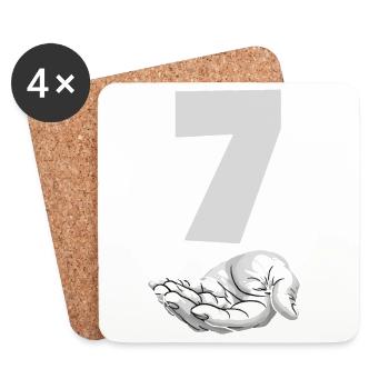 Funny Seven Meme Hand Gen Alpha Trend Joke - Coasters (set of 4) - white - Front