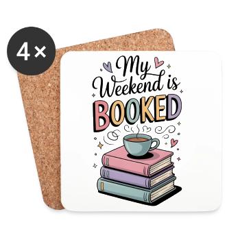 De jolies tasses à café pour les amateurs de livres - Dessous de verre (lot de 4) - blanc - Devant