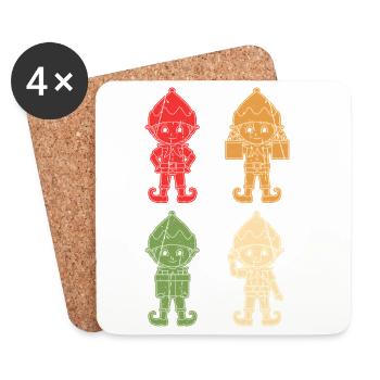 Santa Claus Christmas Elf Christmas - Coasters (set of 4) - white - Front