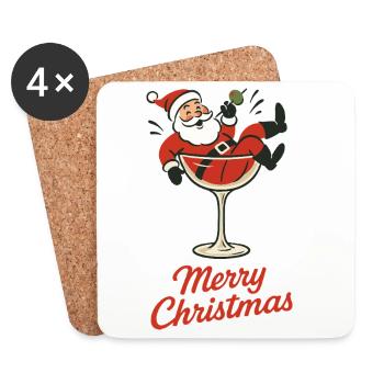 Joyeux Noël pour les fêtes du Père Noël - Dessous de verre (lot de 4) - blanc - Devant